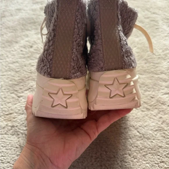 Converse Run Star Hike Platform Chunky Sneaker Rubber Sole High Top Sherpa 7.5 - Picture 6 of 8